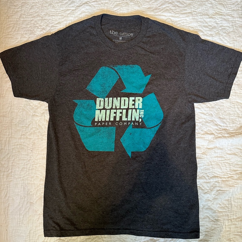 Dunder Mifflin The Office Recycle Graphic Tee Shirt Dark Grey Medium
